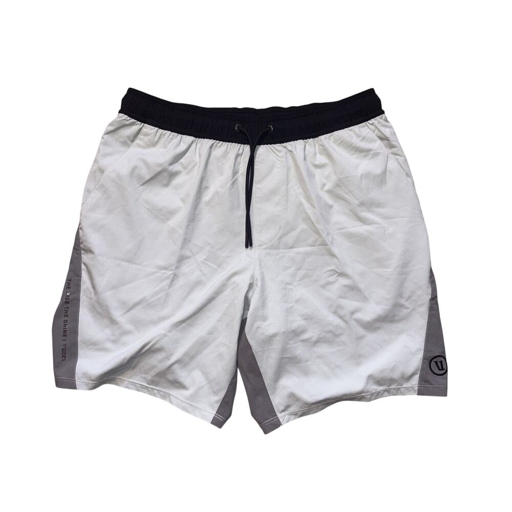 Vuori Kore Shorts Men S Small Frost Grey Black Colorblock Lined Athletic Gym